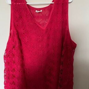 Ultra Pink Floral Lace Tank Top